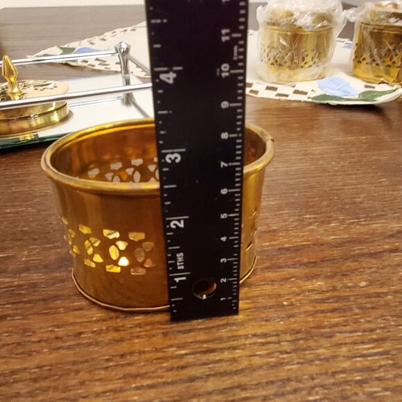 Vintage 3 Brass Footed Pierced Hinged Trinket /Altar Box NIB Made In India Set - Picture 16 of 16